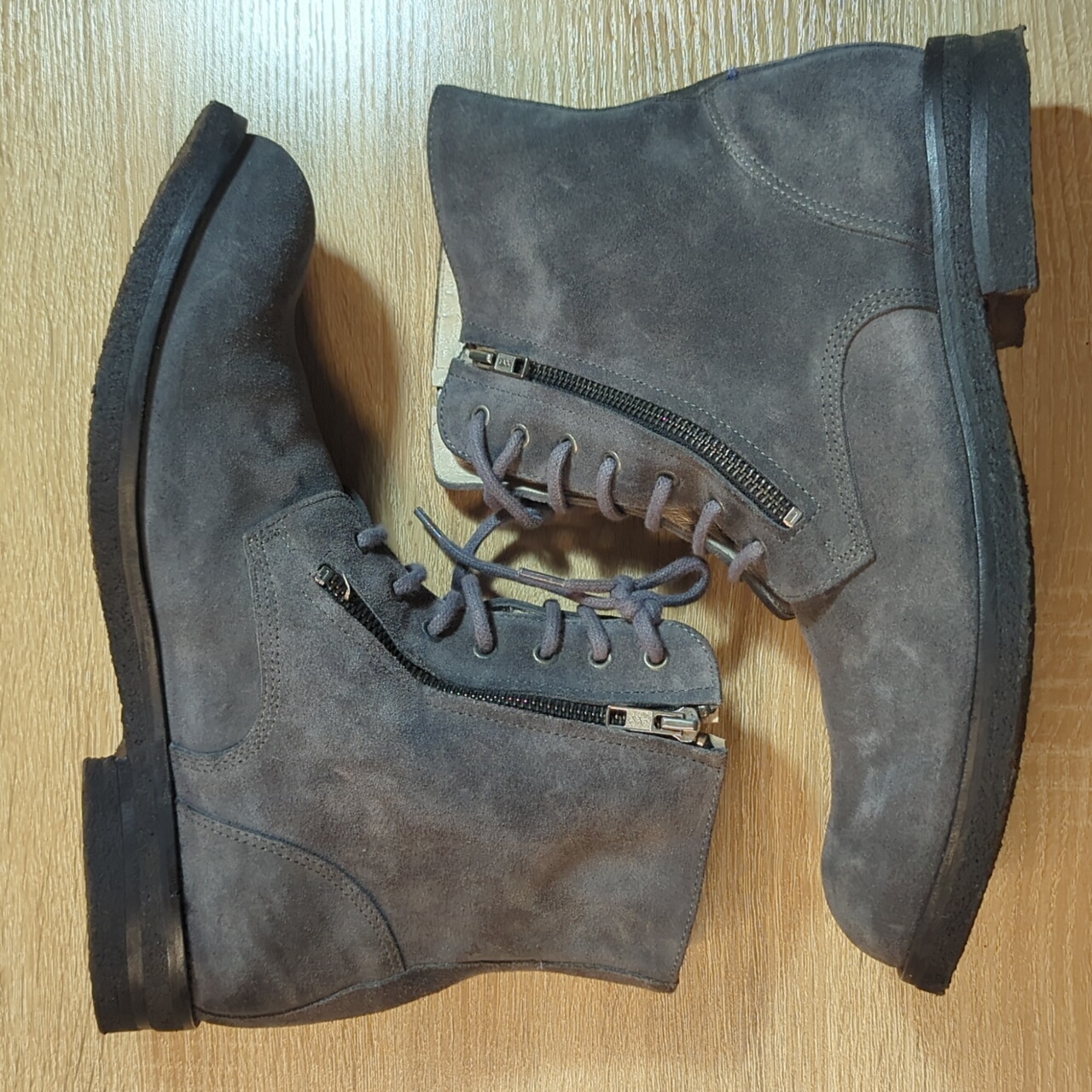 Ymc Grey Zip Boots Lace-Up Zipper Gray Tactical Military Combat Army 44 11